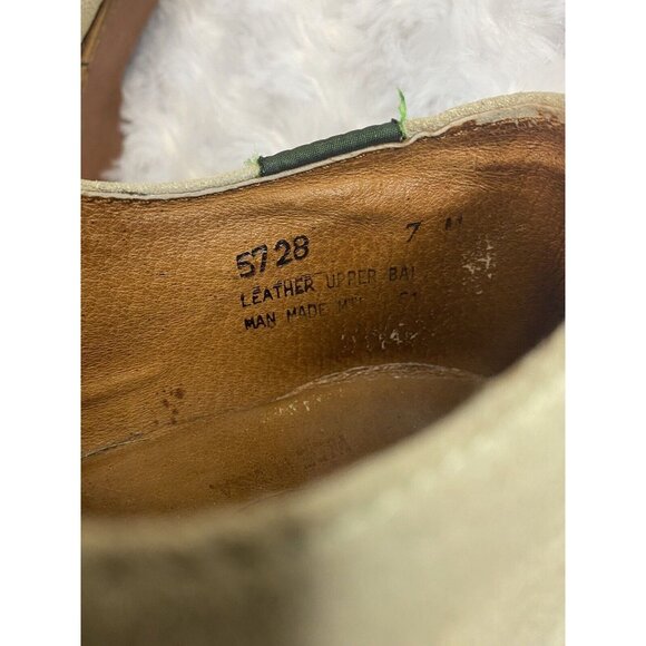 VTG GH Bass Women's Size 7 M Light Tan Suede Leather Lace Up Oxfords Shoes Flaws - Picture 8 of 9